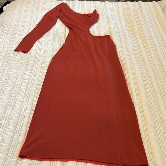 Solid & Striped The Ruby Dress One Arm Cut Out Midi Length Bodycon Red Size XS - Picture 6 of 7